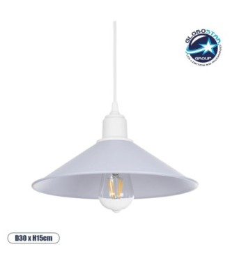 GLOBOSTAR® FERRO 203-0087 Μοντέρνο Κρεμαστό Φωτιστικό Οροφής με Ντουί 1 x E27 AC 220-240V IP20 - Λευκό - Μ30 x Π30 x Υ15cm